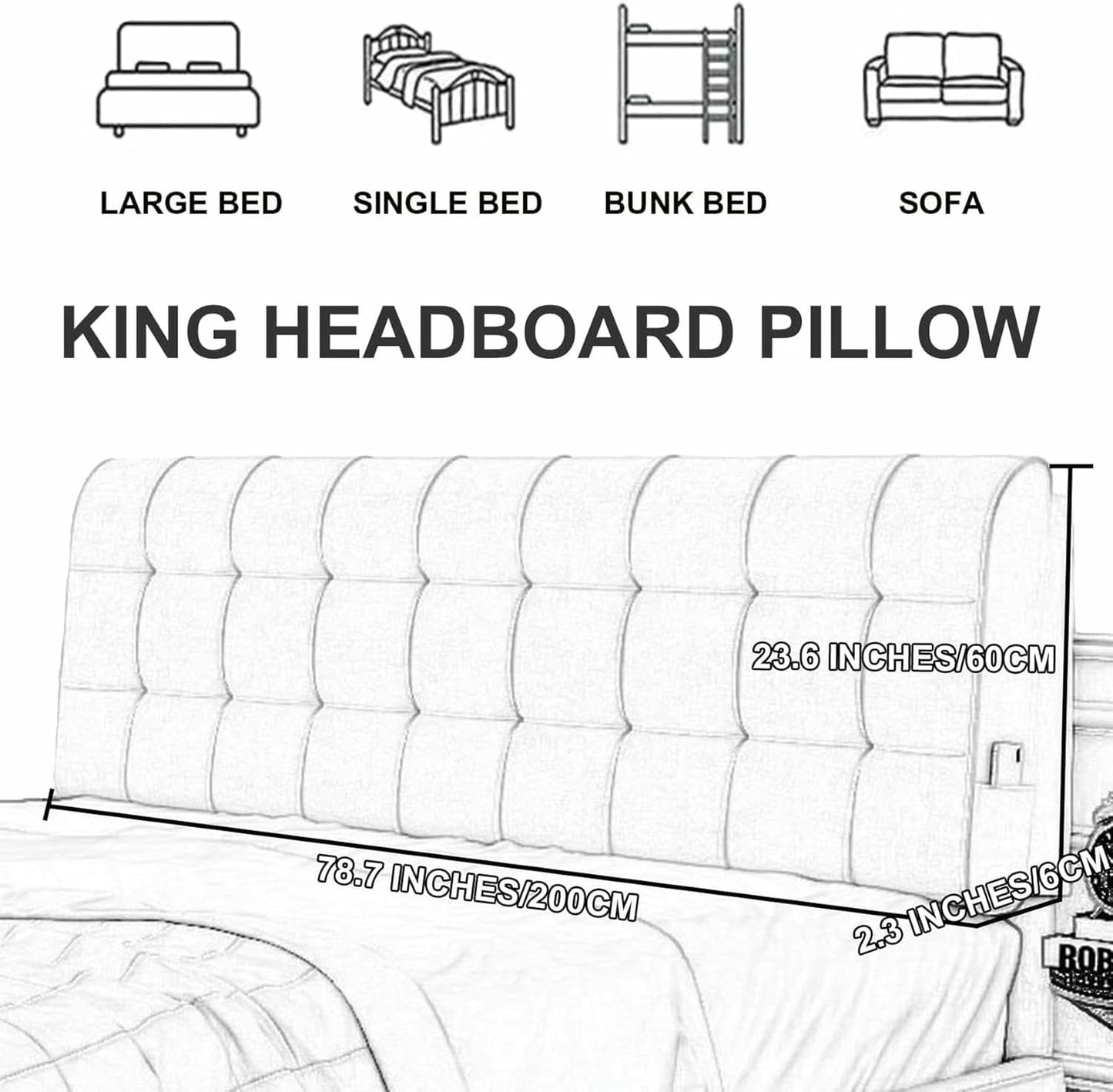 Brown,Straps/39x23x2In,Wedge Pillowboard Headboard Support Upholstered Solid Color Bed Backrest Daybed Bunkbed Bedside Cushion Large Rectangle Fleece Headboard Pillow