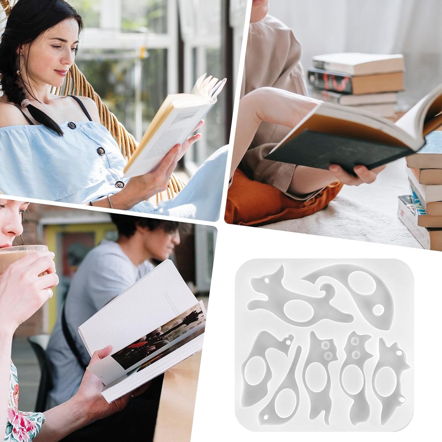 Thumb Book Page Holder Resin Mold, Book Page Holder Mold Reusable Bookmark Molds Handmade Thumb Bookmark Casting Molds for DIY Reading Accessory for BookLovers Readers Students