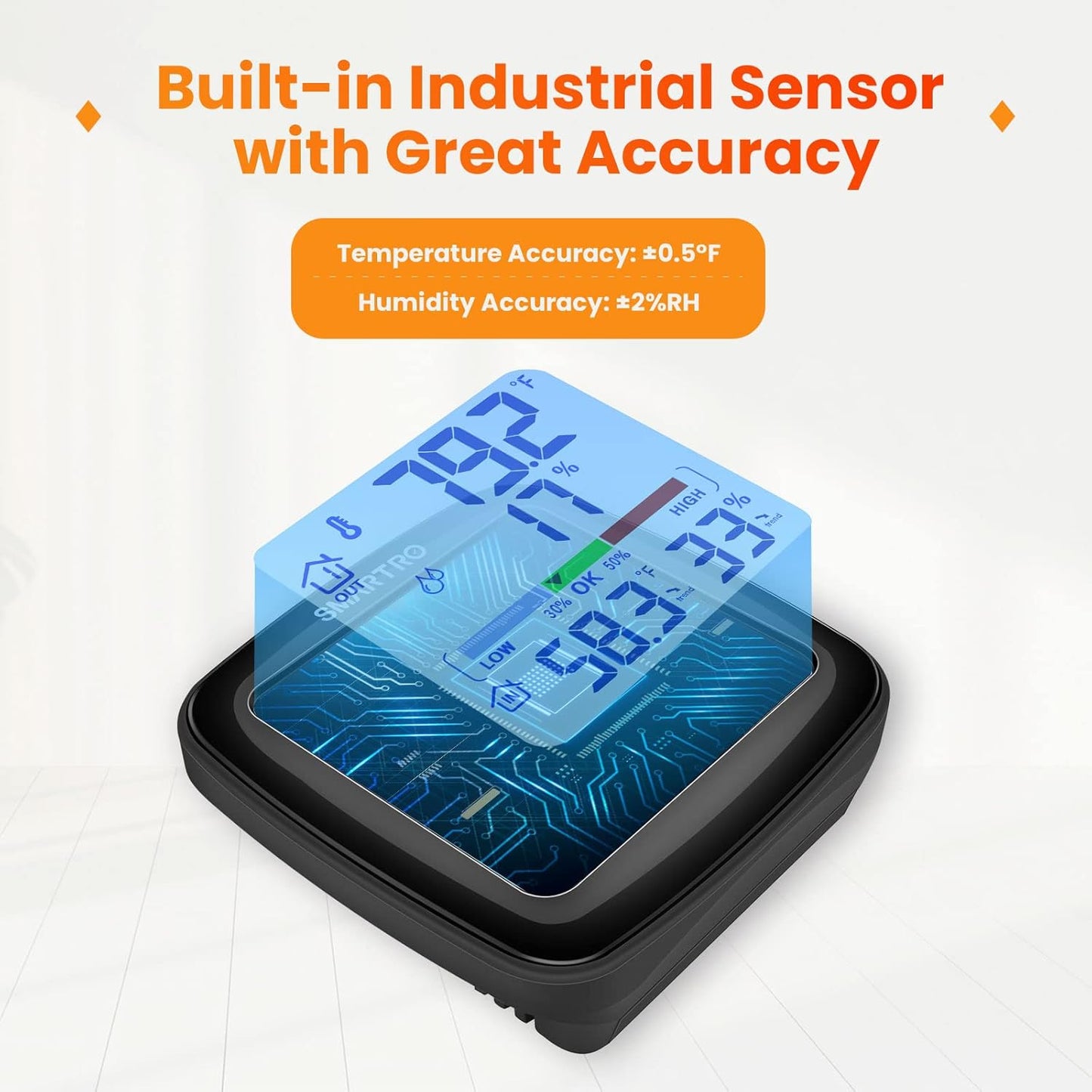 SMARTRO SC92 Professional Indoor Outdoor Thermometer Wireless Digital Hygrometer Room Humidity Gauge Temperature and Humidity Meter Pro Accuracy Calibration