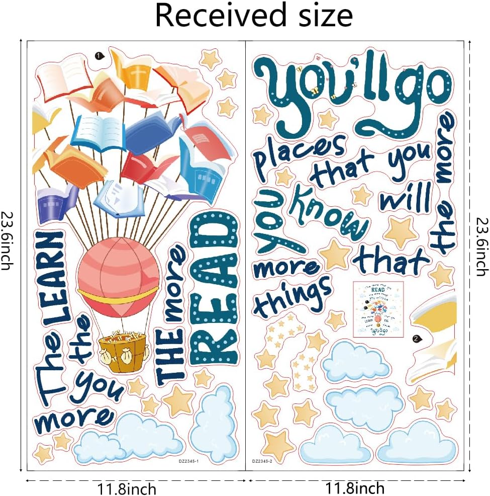 Reading Corner Wall Decals for Classroom – Preschool Classroom Decor, Library Wall Art, Motivational Kids Wall Stickers, Educational Reading Corner Decor