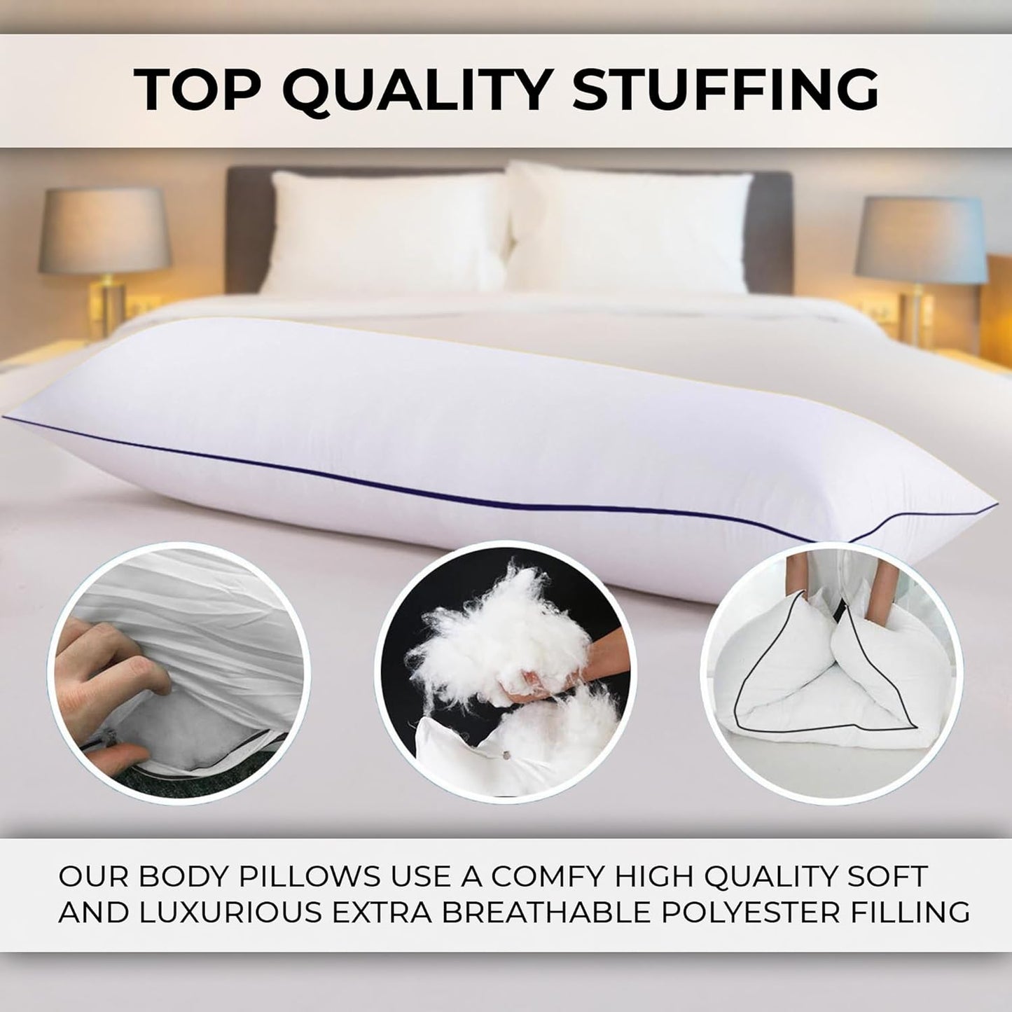 Arrowzoom Super Soft 59 x 19.6 Inches White Rest Deluxe Body Pillow Hugging Inner Pad (150 x 50 cm/59 x 19.6 Inches, No Extra Stuffing)