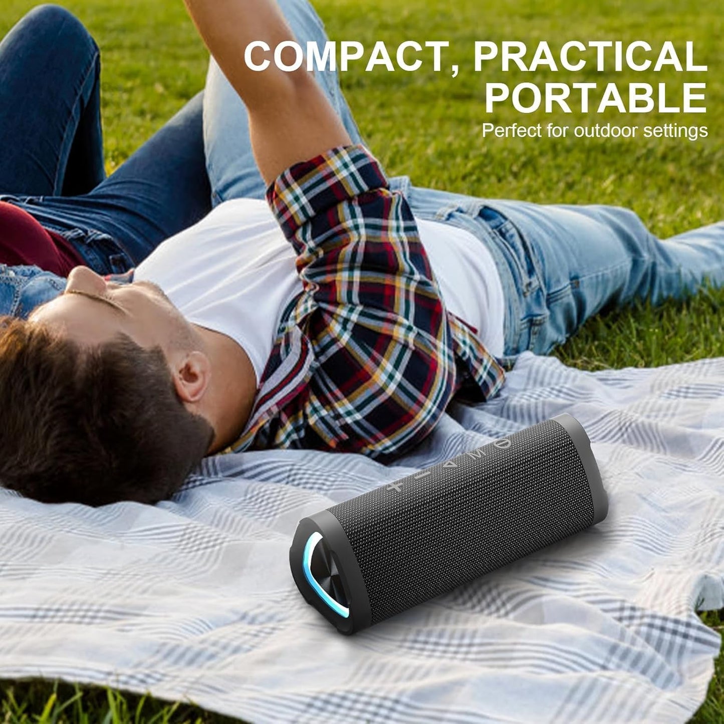 Vanzon Bluetooth Speaker, V40 Portable Bluetooth Speaker, IPX7 Waterproof Wireless Speaker with 24W Stereo Sound,TWS Pairing,24H Playtime and Colorful RGB Lights for Home,Outdoor,Party
