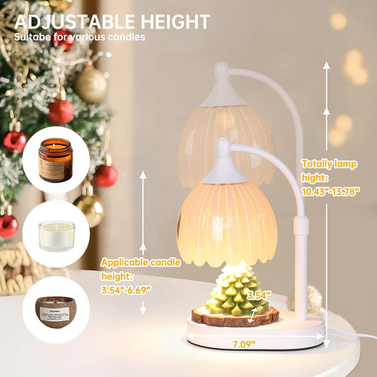 Creamy Yellow Tulip Wax Melt Warmer with Timer, Dimmable & Height Adjustable, Ideal for Jar Candles, Perfect Home Decor for Bedroom, Living Room, Office, Great Gifts for Women (2 Bulbs Included)