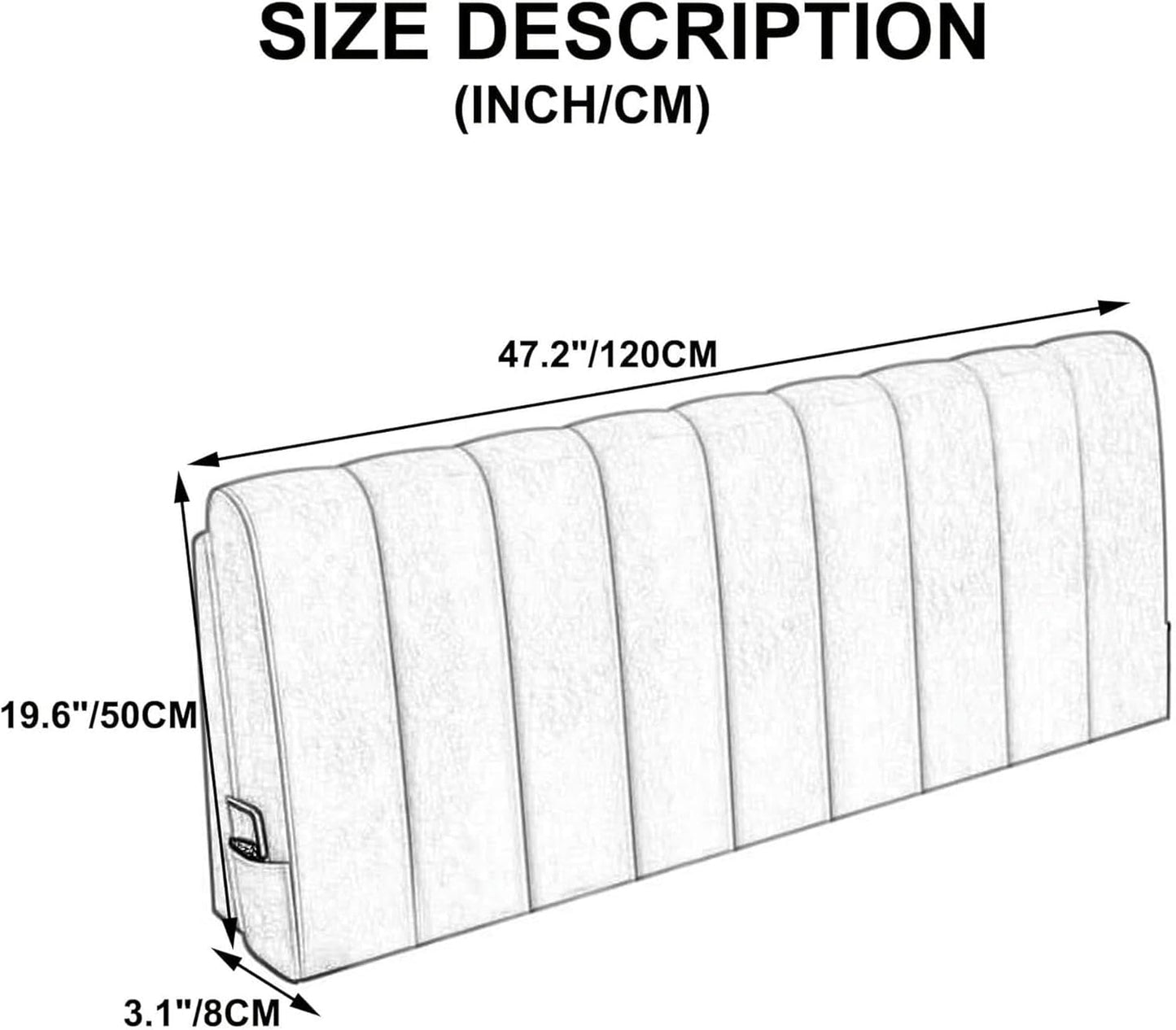 FLTRGO Large Headboard Cushion Bolster King Size Bed Rest Pillow Reading Pillow Lumbar Support Backrest for Dorm Room Daybed Bunk Bed Full Size with Washable Cover