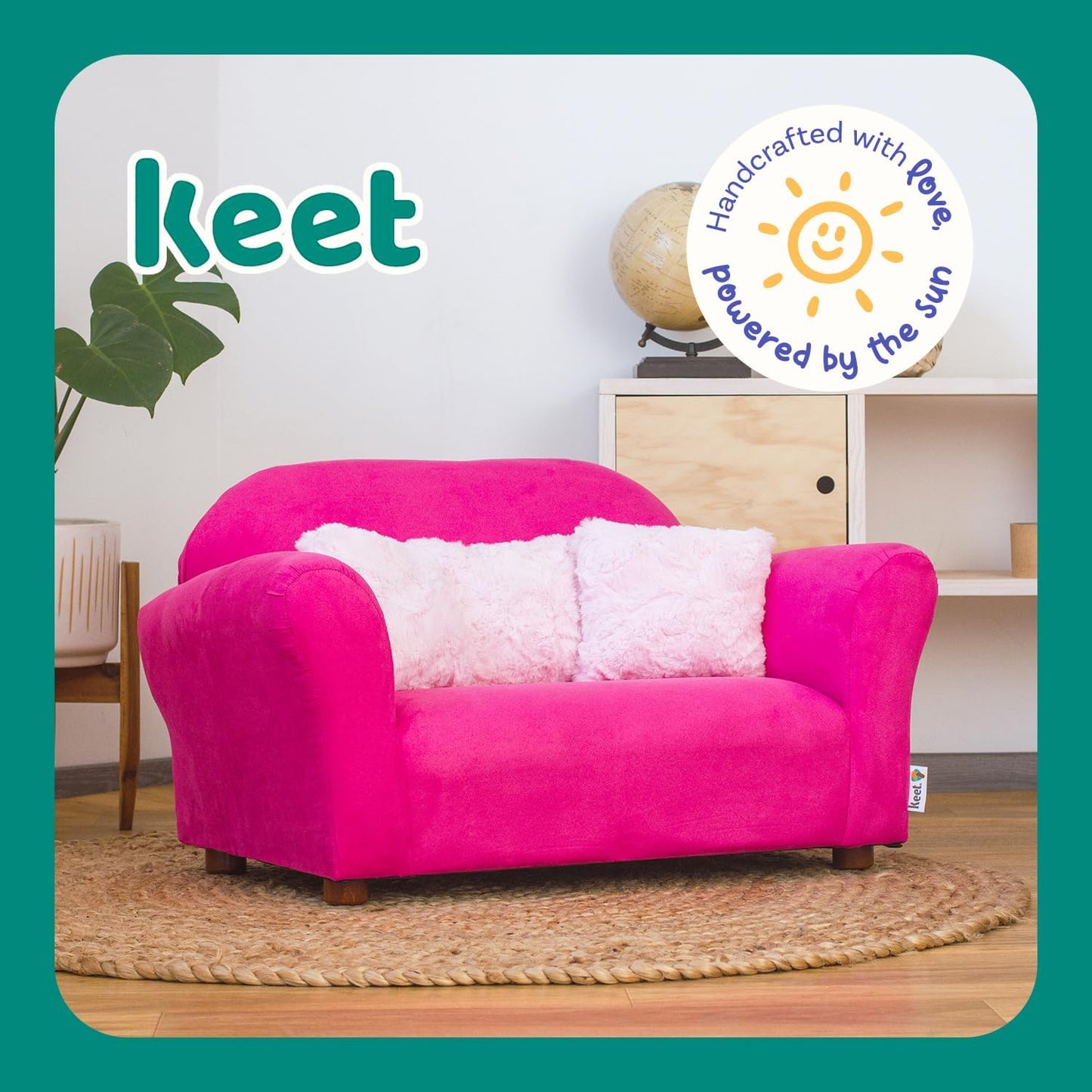 Keet Roundy Children’s Sofa – Durable Wooden Frame, Soft Microsuede Upholstery, Ergonomic & Padded Seat, Comfortable Toddler Couch for Ages 2–5, Ideal for Bedrooms, Playrooms & Daycares.