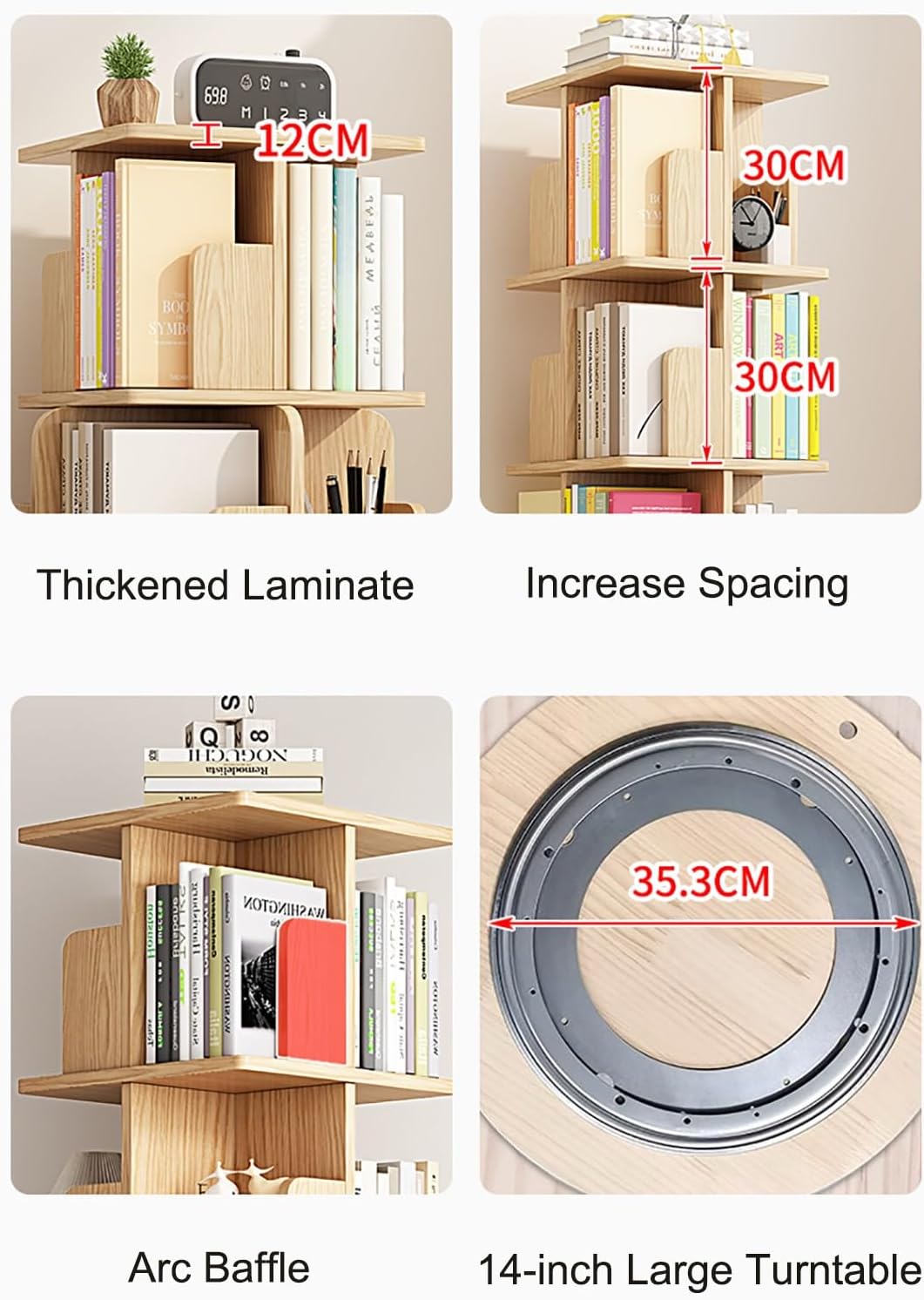 360° Rotating Bookshelf, 2-Tier Floor-to-Ceiling Bookcase, Open Standing Shelf for Bedroom, Office & Living Room Storage Solution, Modern Design, Space-Saving Organizer