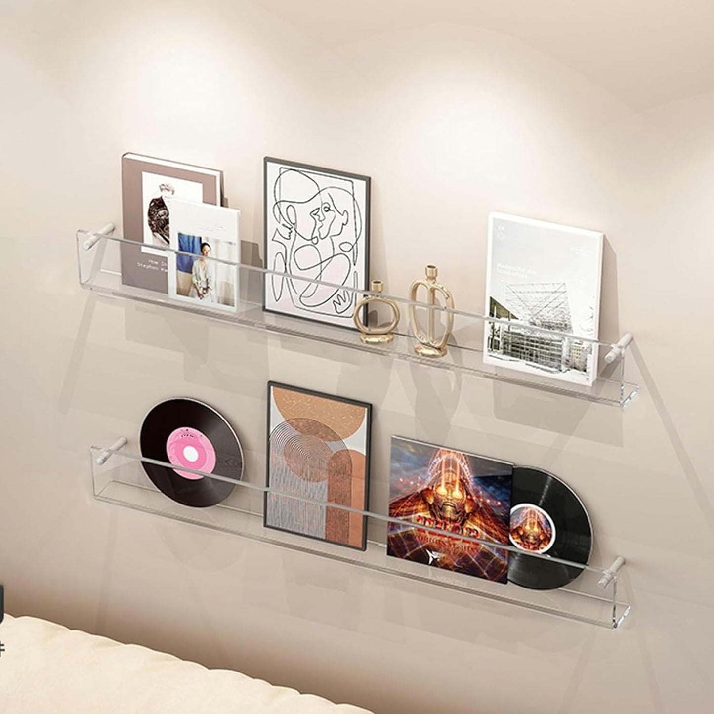 Transparent Magazine Holder, Wall Mounted Storage Rack for Book Poster CDs Photo Frame Newspaper File Documents Collection, 5mm Thick Brochures Display Stand ( Color : Clear , Size : 110x3.5x16cm/43.3