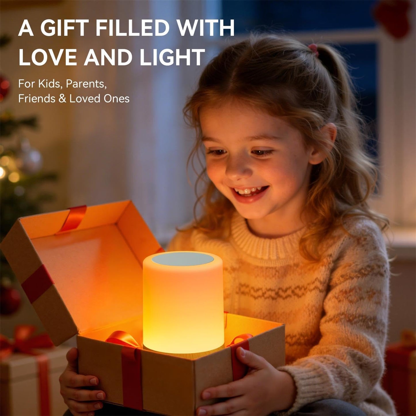 Auxmir LED Night Light Bedside Lamp Touch and Remote Control Dimmable Tabletop 13 Colors Changing 5 Brightness Adjustable Rechargeable Portable Lamp for Baby Kids Bedroom Living Room Outdoor Camping