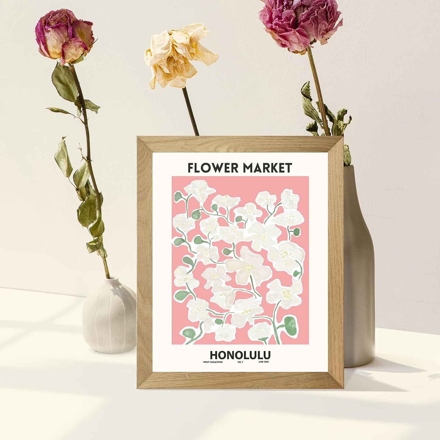 QIAOMICS Pink Flower Market Wall Art Prints,Cute Matisse Wall Decor Aesthetic,Colorful Exhibition Posters Wall Decor Posters for Bedroom,Dorm (8"×10" Unframed)