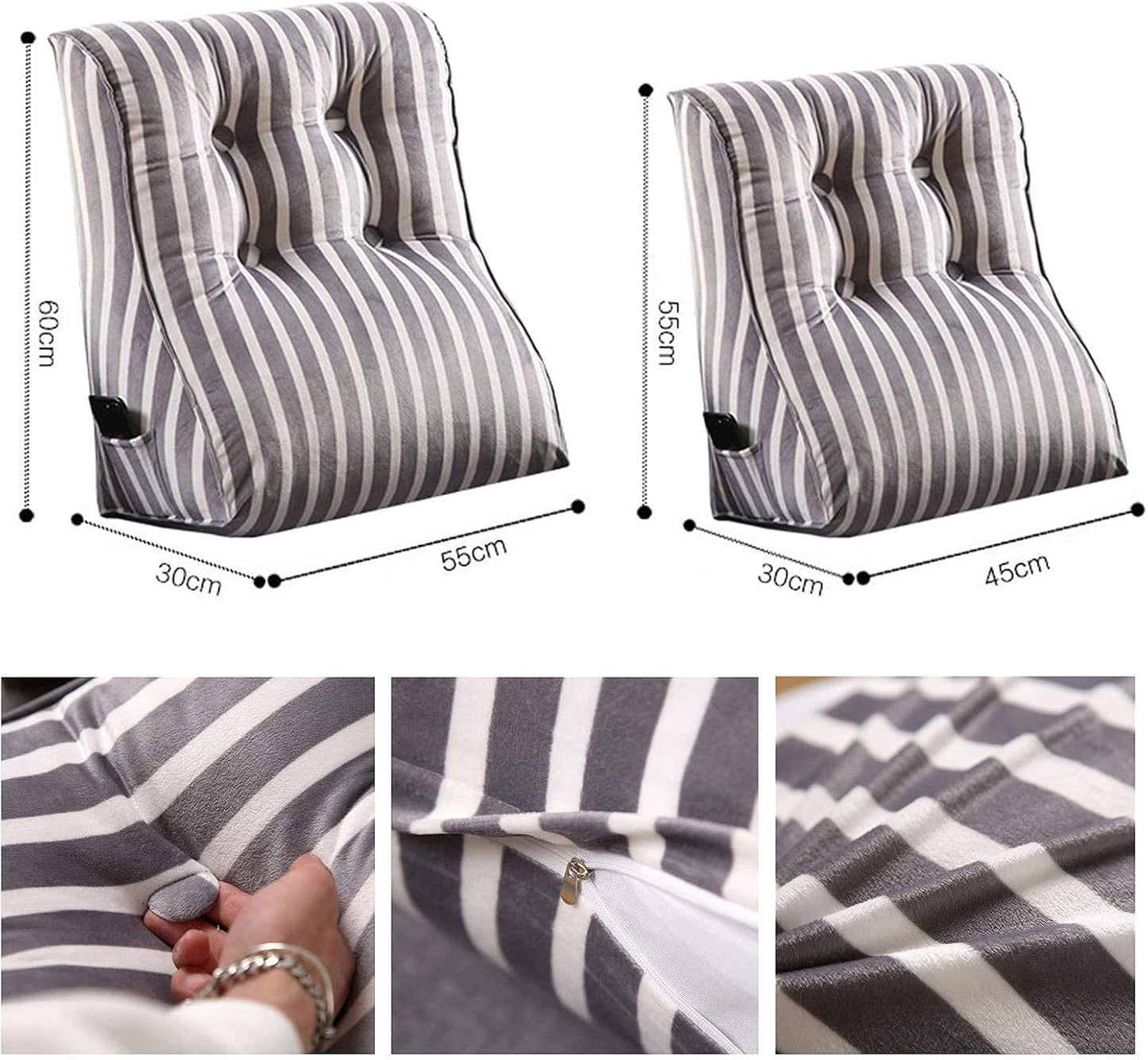 Wedge Pillow Body Throw Reading Pillows ?Bed Backrest Daybed Pillow Filled Triangular Soft Headboard Wedge Cushion Bed Backrest Positioning Support