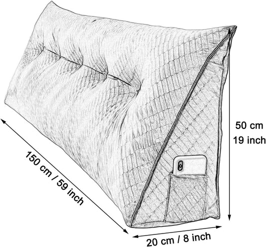 Wedge Pillows for Sitting in Bed Queen Size Reading Bedrest Throw Pillows Large Headboard Back Support Lumbar Cushion with Removable Cover Corduroy (Color : Yellow, Size : 59 x 8 x 19 inch)
