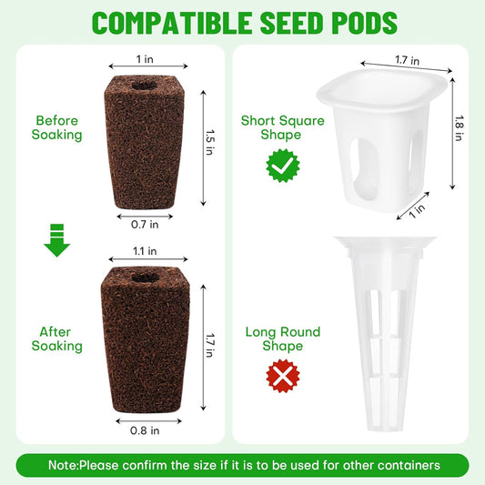 100 Pack Grow Sponges, Replacement Root Growth Sponges Seed Pods,Seed Starter Plugs for Hydroponic Indoor Garden System