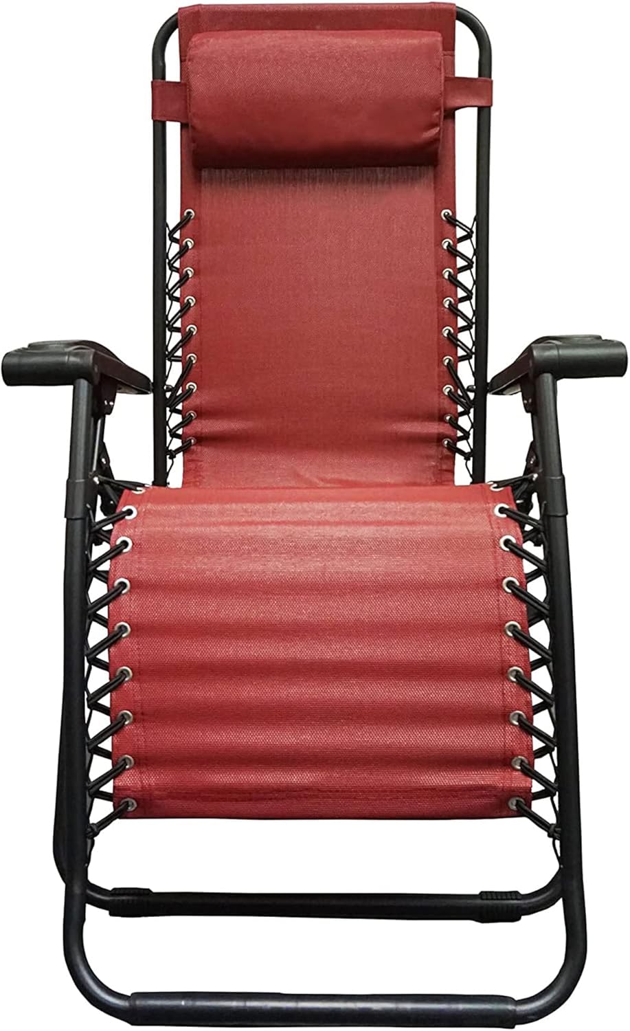 Caravan Sports Zero Gravity Outdoor Portable Folding Camping Lawn Deck Patio Pool Recliner Lounge Chair for Adults, Adjustable Headrest, Burgundy