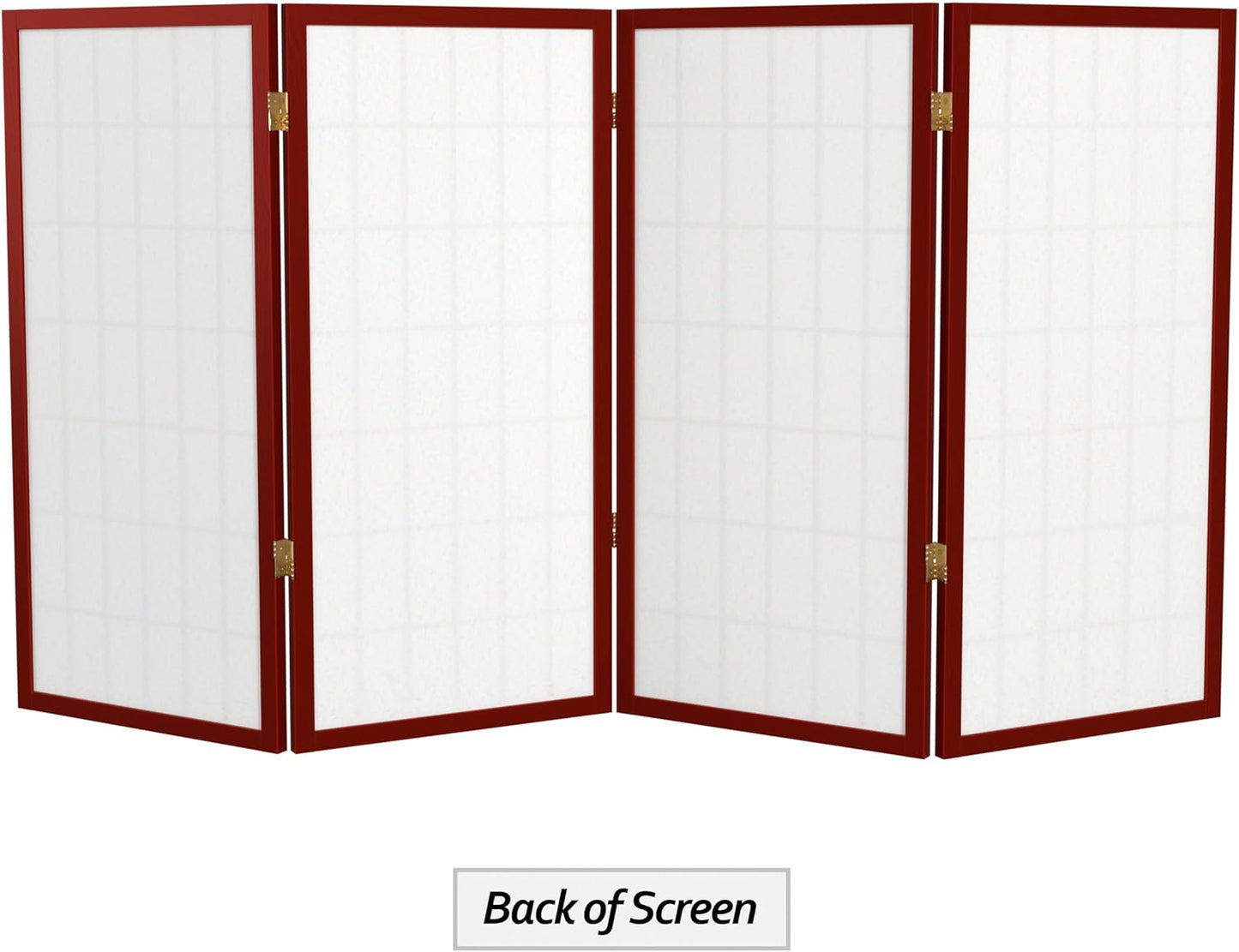 3 ft. Short Window Pane Shoji Screen - Rosewood - 4 Panels