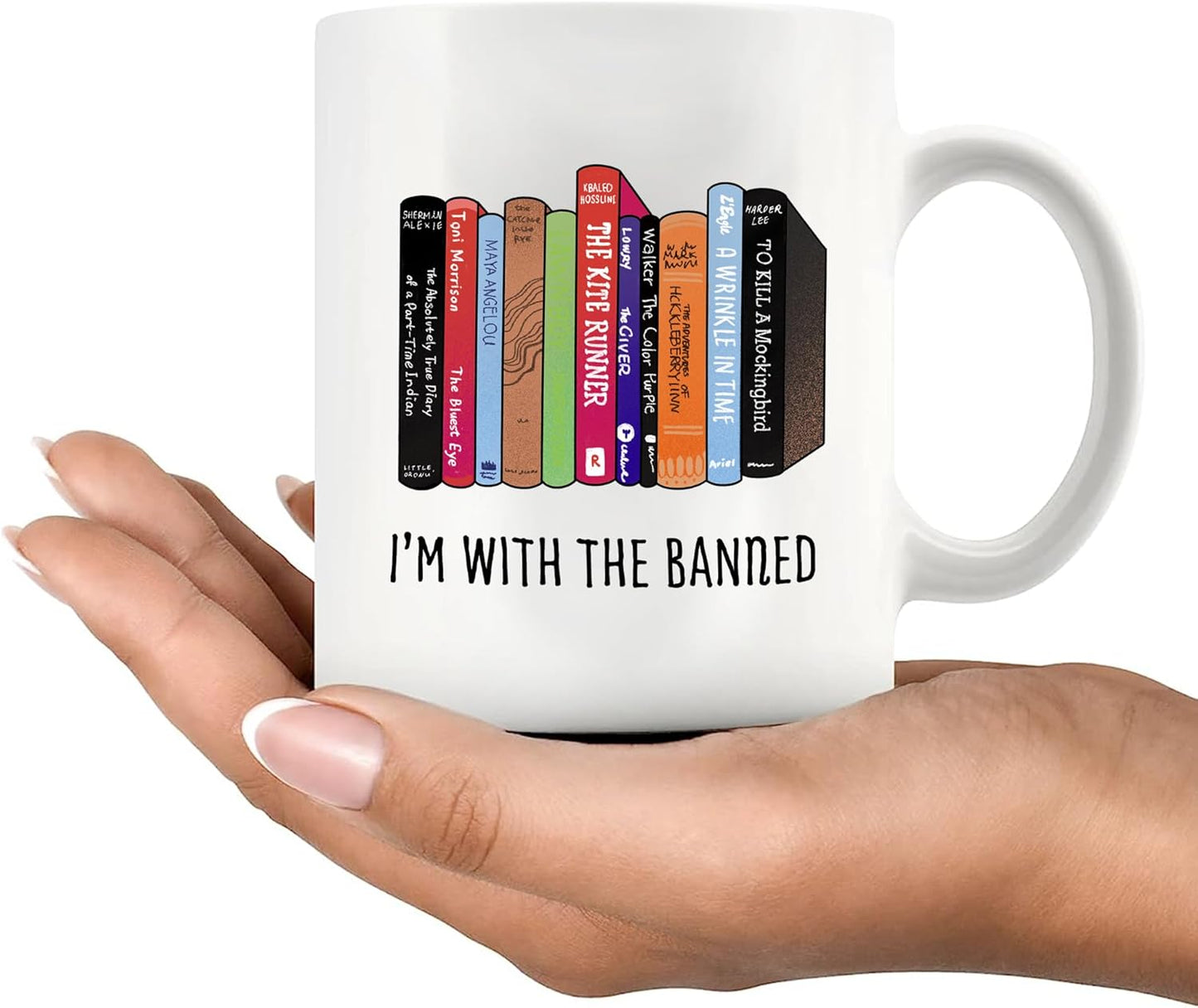 Panvola I’m With The Banned Book Lover Gifts Reader Librarian Reading Library Science Student Ceramic Mug 11oz White