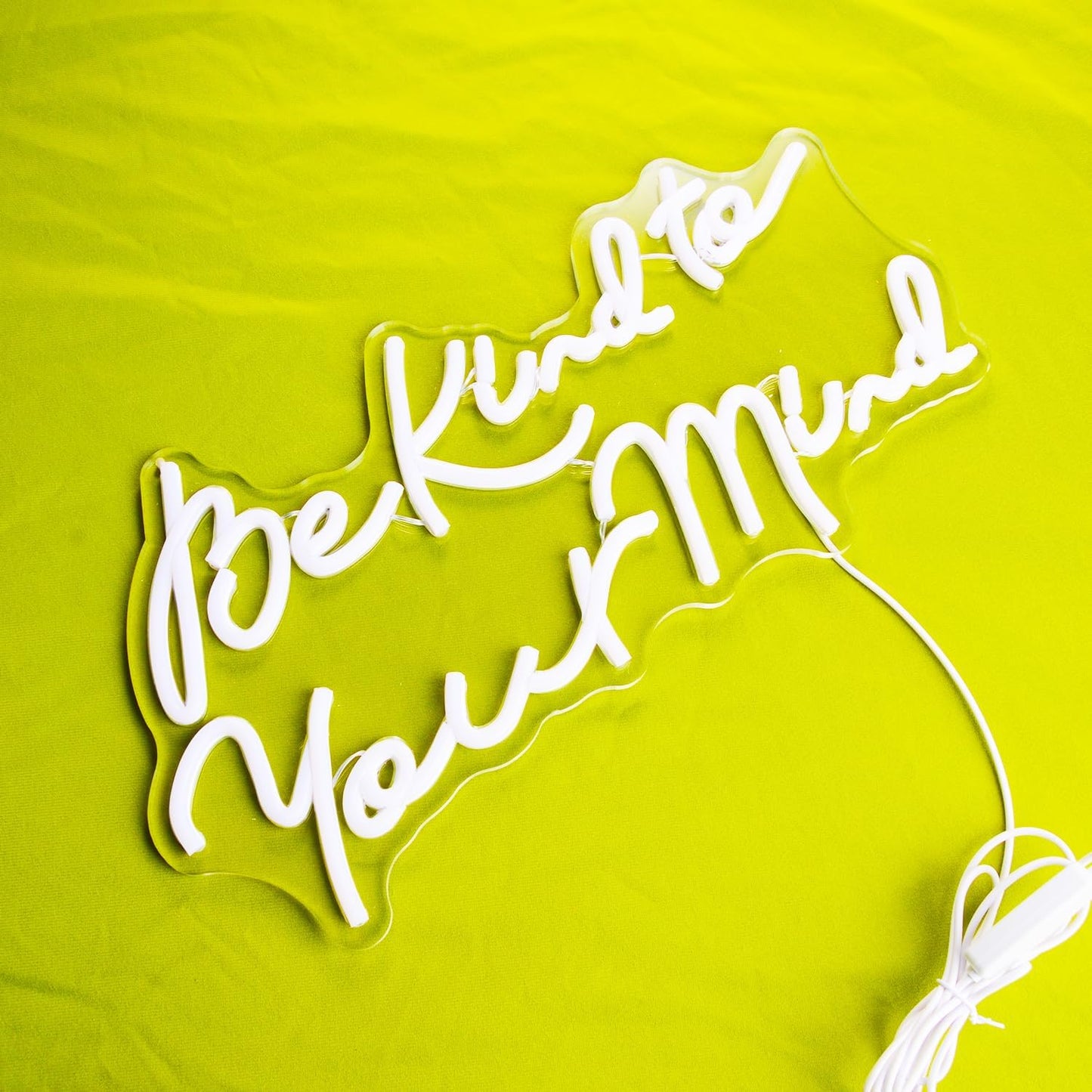 Be kind to Your Mind Neon LED Sign Hippie Letters Reusable Neon Lights for Wall Art Decor, Encouragement Gifts, Health Quote Lamp Light up Bedroom, Office, Home,Study, Reception Room