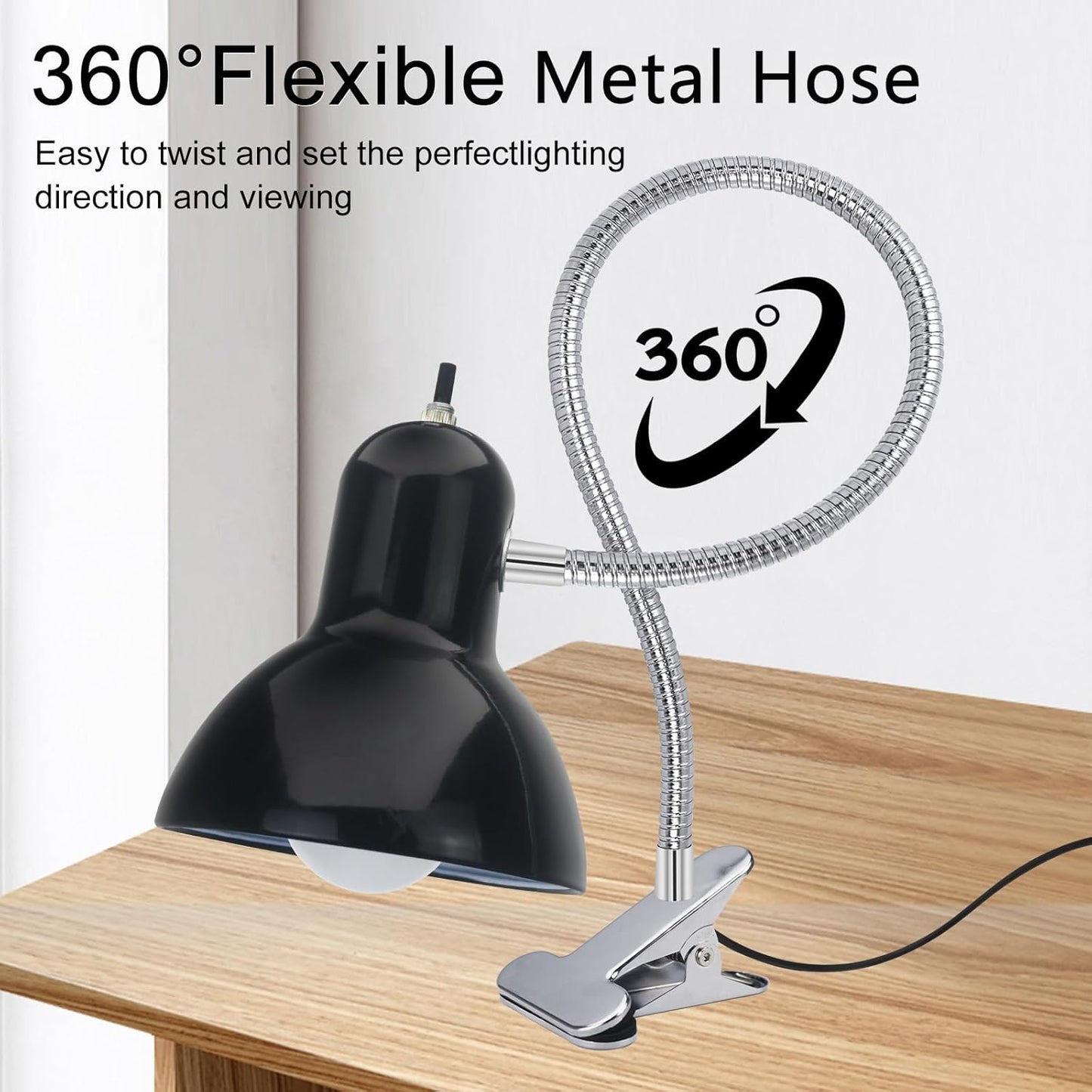 Desk Lamp, Eye Protection Clip on Light, LED Clamp Lights, Adjustable Clip Lamp, for Bedroom and Dorm Study, Late-Night Reading, Cramming for Exams Small Areas Lights, White Light