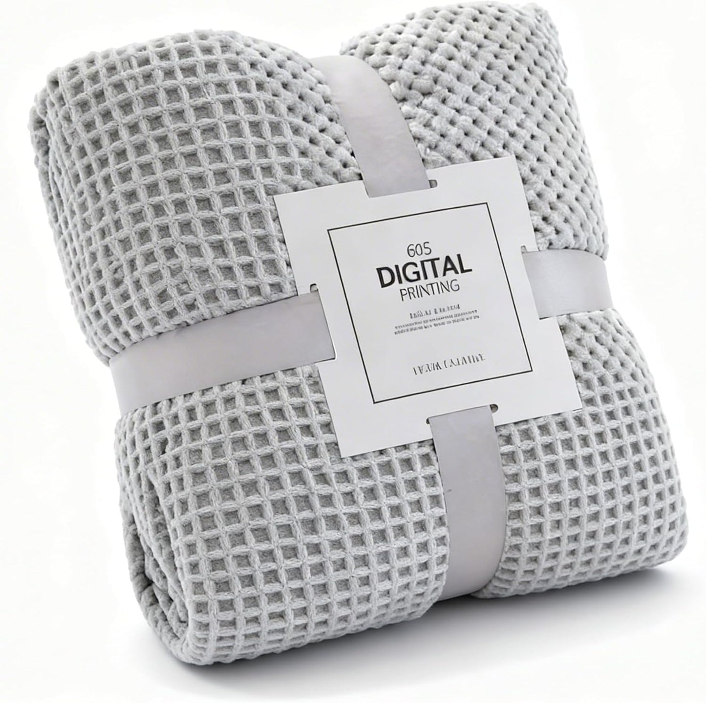 40x60 InchTextured Throw Blanket, Gray, Soft Plush Waffle Weave, Cozy Home Decor for Couch, Sofa, Bed