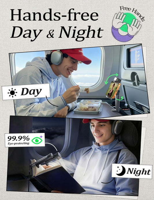 LISEN Airplane Travel Essentials (LED) Phone Stand Holder for Desk Cruise Ship Essentials 2026 Mount Airplane Gadgets Women Men Long Flight Accessories Photographic Lighting Flash Tubes Kids Gifts
