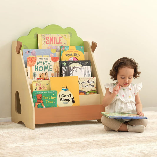 OOOK Montessori Bookshelf for Kids, Premium Pine Baby Bookshelf, Front Facing Toddler Bookcase for Nursery, Playroom, Classroom