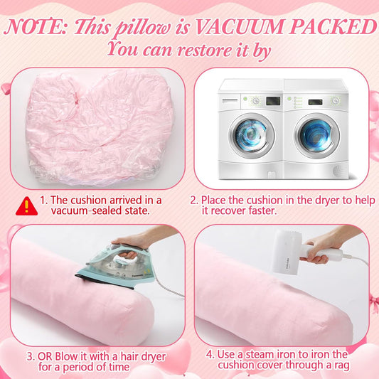 Chunful Body Pink Pillow for Adults 47" x 7.87" Long Lumbar Bolster Pillow with Removable Flannel Cover Pink Round Body Roll Cylinder Cushion for Bed Sofa Sleeping Lumbar Support