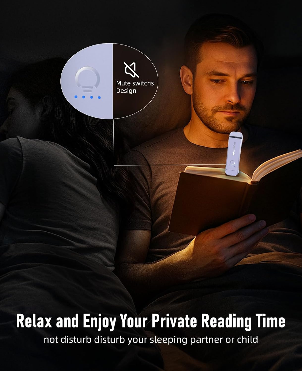 Book Reading Light,Silent Touch Books Lamp for Reading in Bed,Rechargeable Clip on Booklight with 3 Amber Colors & 7 LEDs Precise Dimming for Eye Caring Night Reading,Book Lovers,Kids,light lilac