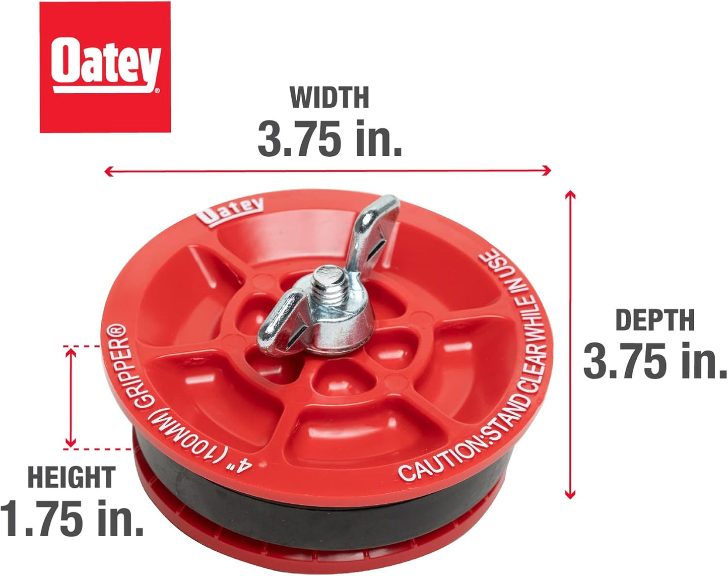 Oatey 33403 Plastic Plug (with Galvanized screw and wing nut), 4-Inch, Red