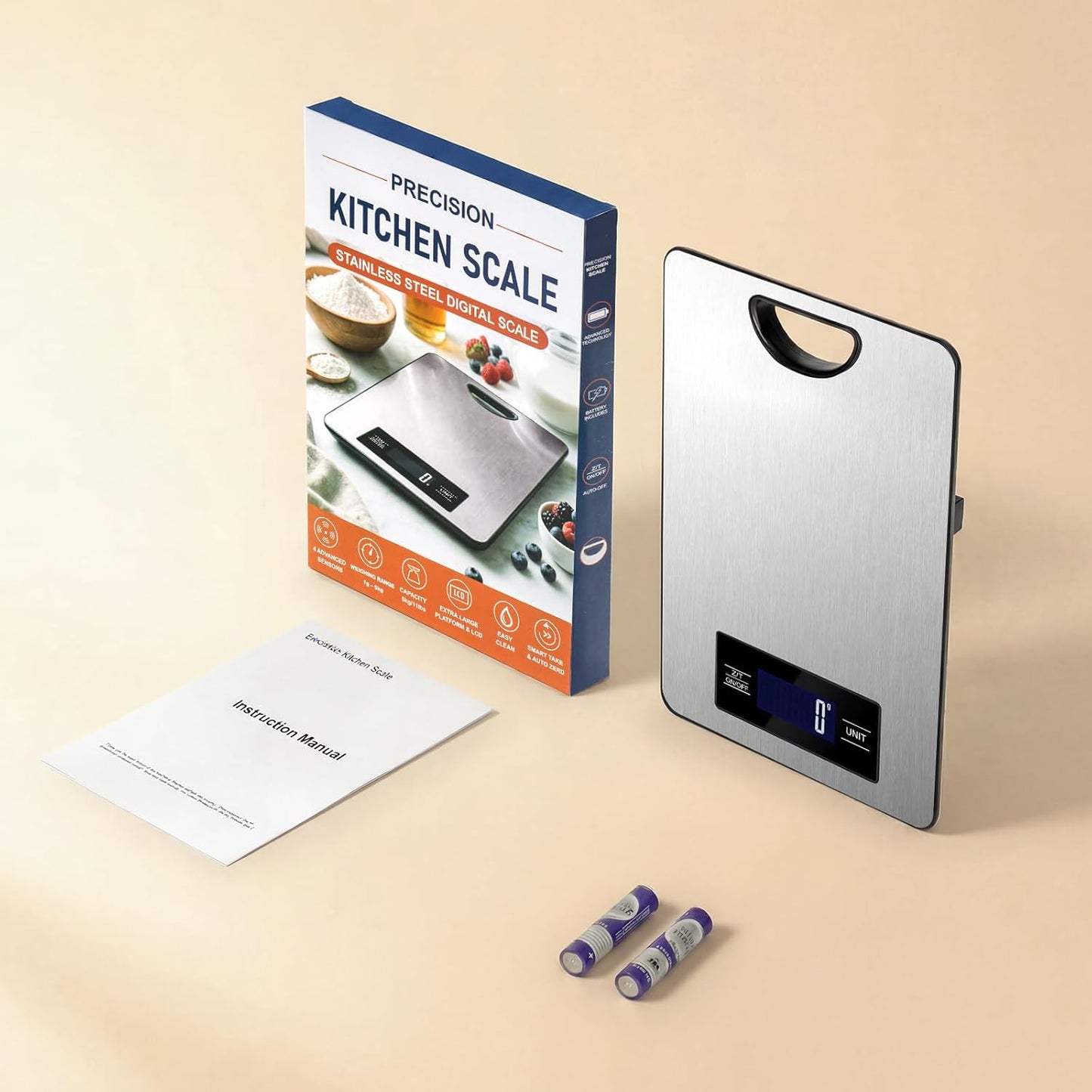 Digital Kitchen Scale & Food Weight Scale with Hang Loop, 11lb Baking Scale for Home and Kitchen, Precise Scales with Grams and Ounces, Stainless Steel