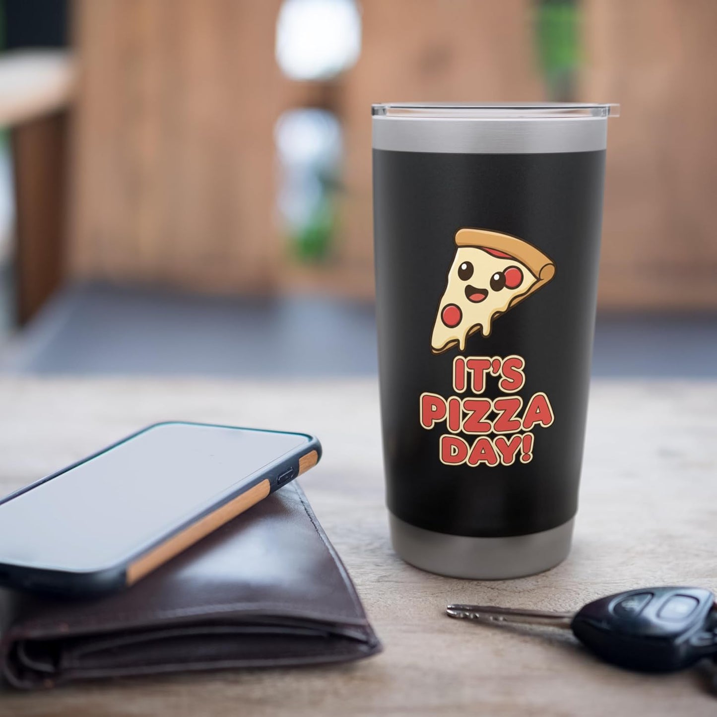 It's Pizza Day Cute Slice Funny Food Lover Pizza Day Stainless Steel Insulated Tumbler