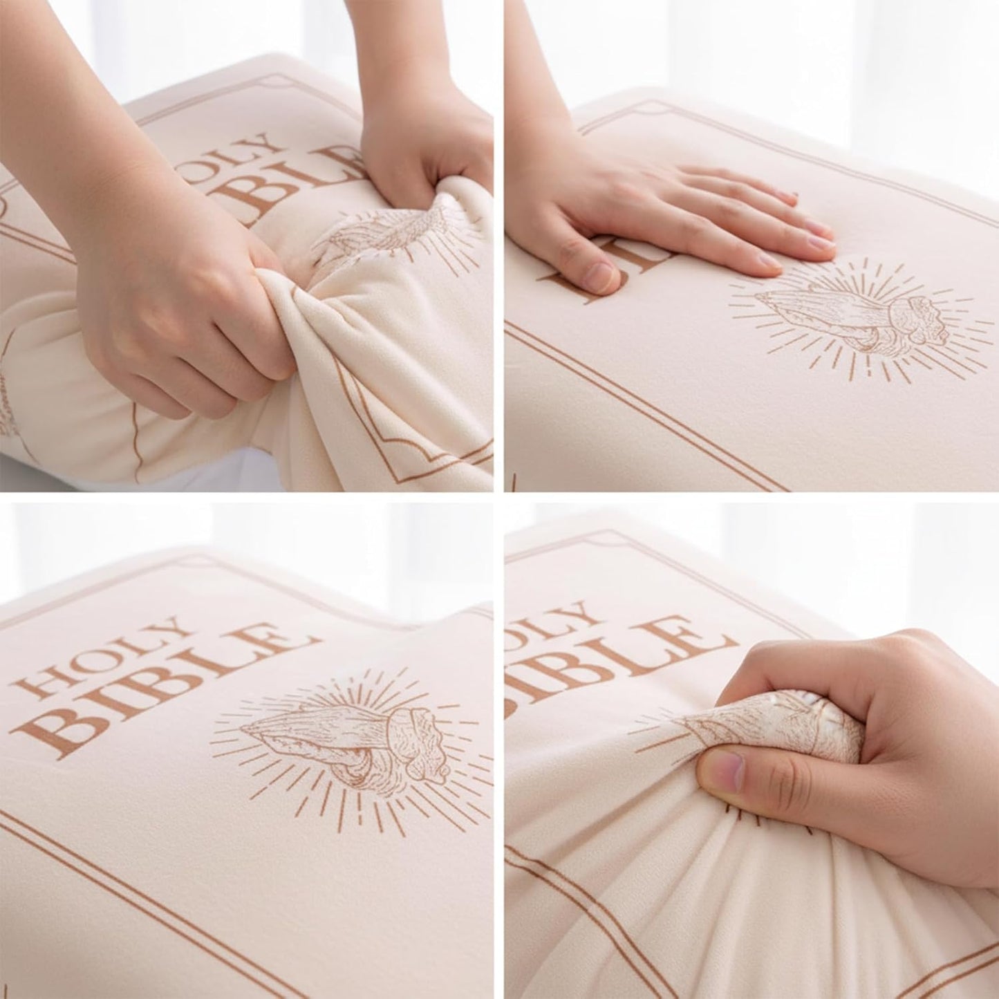 Bible Pillow,The Holy Bible Pillow Plush - Book Shape,That Opens Christian Holy Bible Stuff Religious Party Favors Gifts,for Kids Adults Christian Gifts (Off-White)