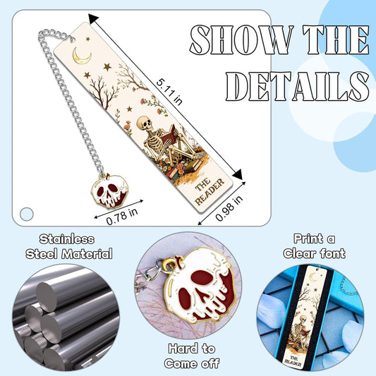 Horror Bookmark Gothic Bookmark Skeleton Tarot Metal Bookmarks Gifts for Book Lovers Books Marks for Reading Women Books Markers for Reading Halloween Bookmark Gifts for Men Teens Girls
