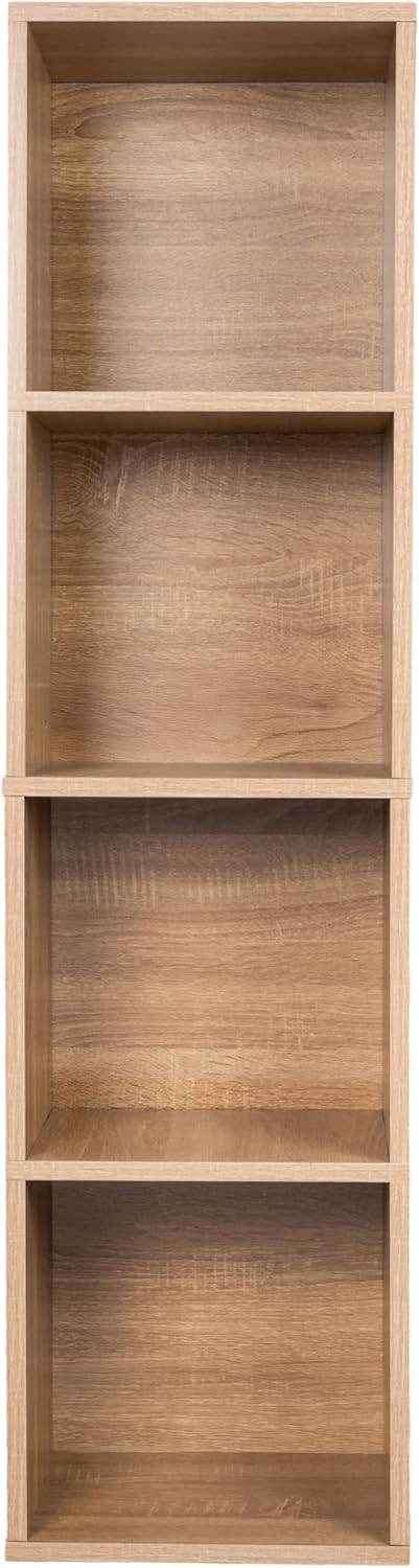 Cube Storage Organizer Wooden Bookshelf, 3 Tier Cube Shelf Bookcase, Small Bookshelf Storage Organizer, Narrow Cube Storage Shelf for Bedroom, Small Bookshelf for Living Room and Office (4 cube)