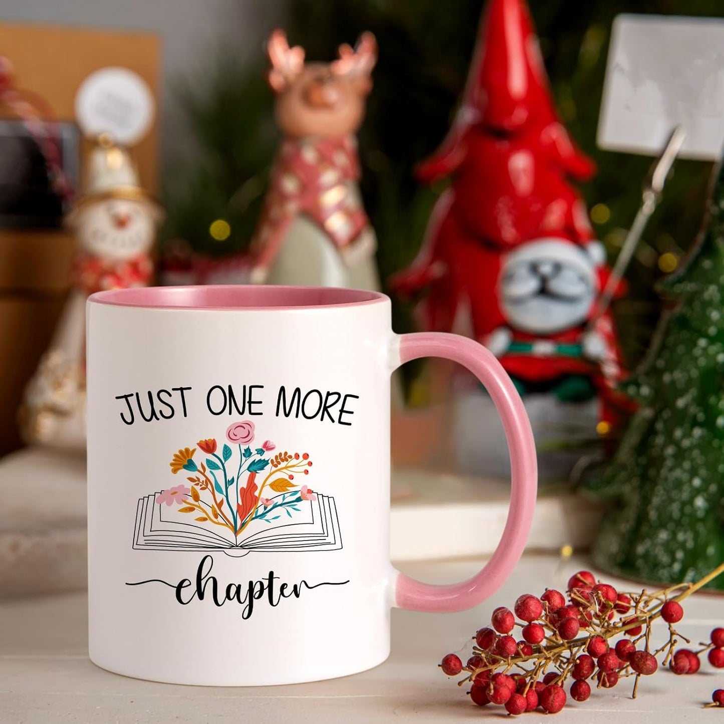 Cabtnca Book Lovers Gifts, Christmas Gifts for Book Lovers Women Readers, Just One More Chapter Mug, Librarian Gift for Readers, Bookaholic, 11 Oz