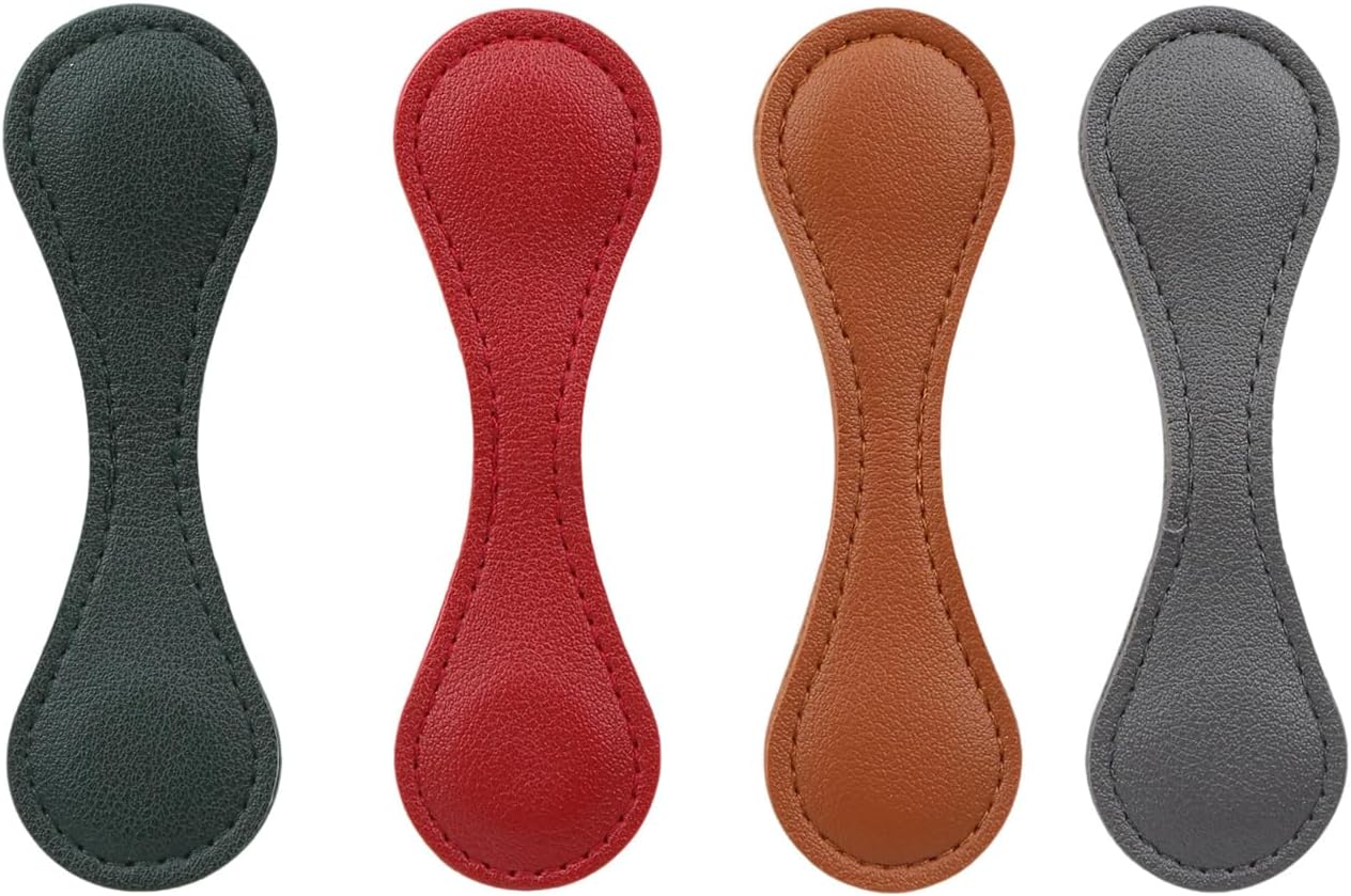 4 PCS Magnetic Leather Bookmarks - Double Sided Magnet Clips - Vintage PU Leather Bookmark Set for Book Lovers - Perfect Holiday Gifts for Women Men