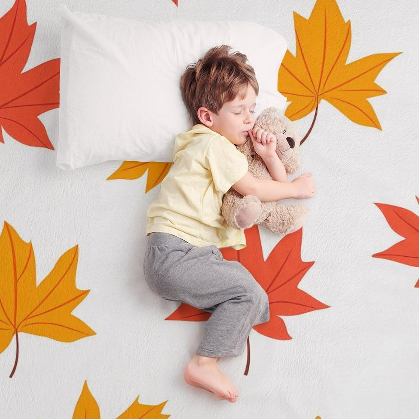 Maple Leaf Throw Blanket for Couch Bed Plush Cozy Fuzzy Flannel Blanket for All Season 55"x70"