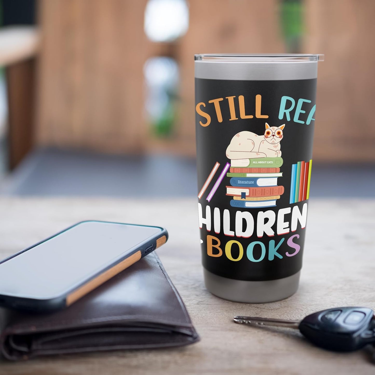 I Still Read Childrens Books Reading Teacher Librarian Stainless Steel Insulated Tumbler