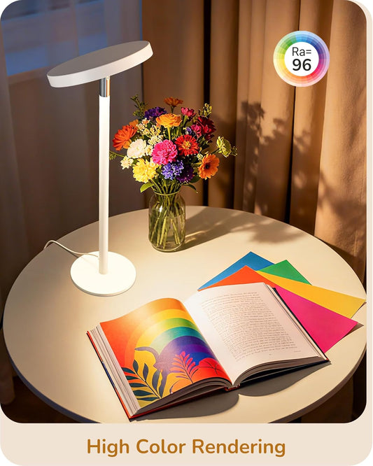 EDISHINE LED Table Lamp with 2 Adjustable Height, 5%-100% Dimmable & 3 Color Temperature, Touch Control, Modern Desk Lamp for Home Office, Living Room, White