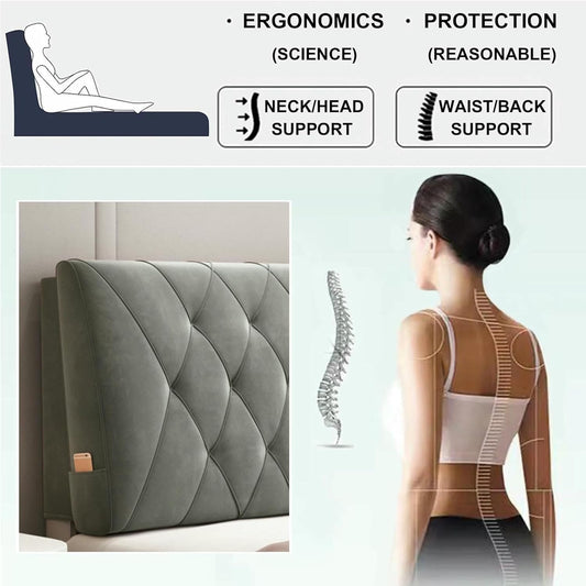 Rectangle Headboard Cushion Reading Pillow Wall Mounted Headboard Upholstered Home Dorm Day Bed Backrest Wedge Bolster Neck Lumbar Support Cushion,Green,Paste 39"/Twin