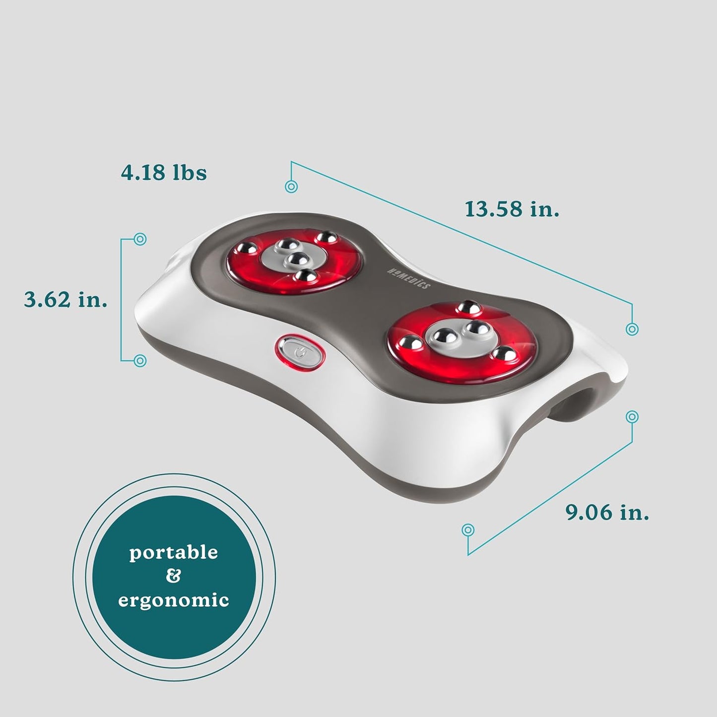 HoMedics Shiatsu Deluxe Foot Massager with Heat 4 Rotational Heads, 10 Massage Nodes, Therapeutic Kneading & Rolling Warming Massage