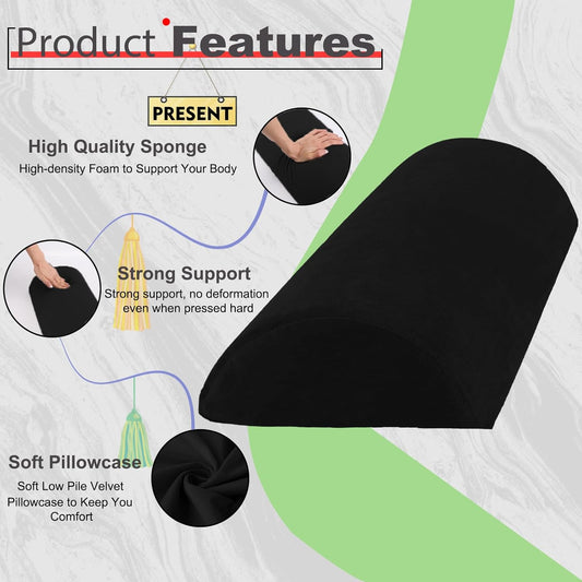 Recliner Foot Pillow High Resilience Foam - Leg Pillow for Sleeping Soft and Supportive Half Moon Bolster Pillow Recliner Pillows for Headrest Back Lumbar Support and reducing heel pressure (Black)