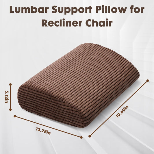 Large Lumbar Cushion Lumbar Support Pillow, Ergonomic Lumbar Pillow with Machine Washable, Help Relieve Pain of Back, Lumbar, Tailbone and Sciatic Nerve Support. (Brown)