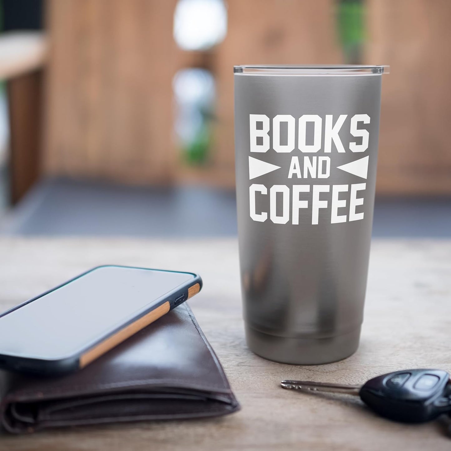 Books and Coffee Lovers Reading Enthusiast Quote Stainless Steel Insulated Tumbler
