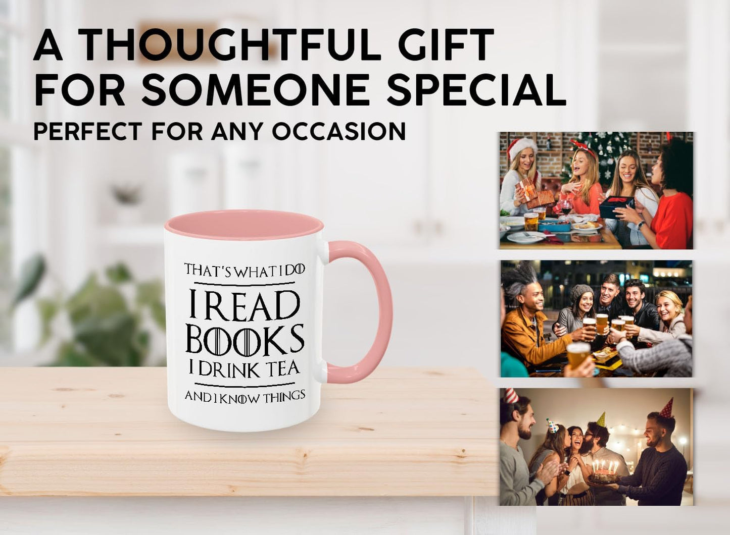 Book Lover Two Tone Pink Coffee Mug 11Oz - Read Books Drink Tea - Reading Reader Tea Lover I Know Things Book Addict Book Lover Bookish Novelist Librarian Writer