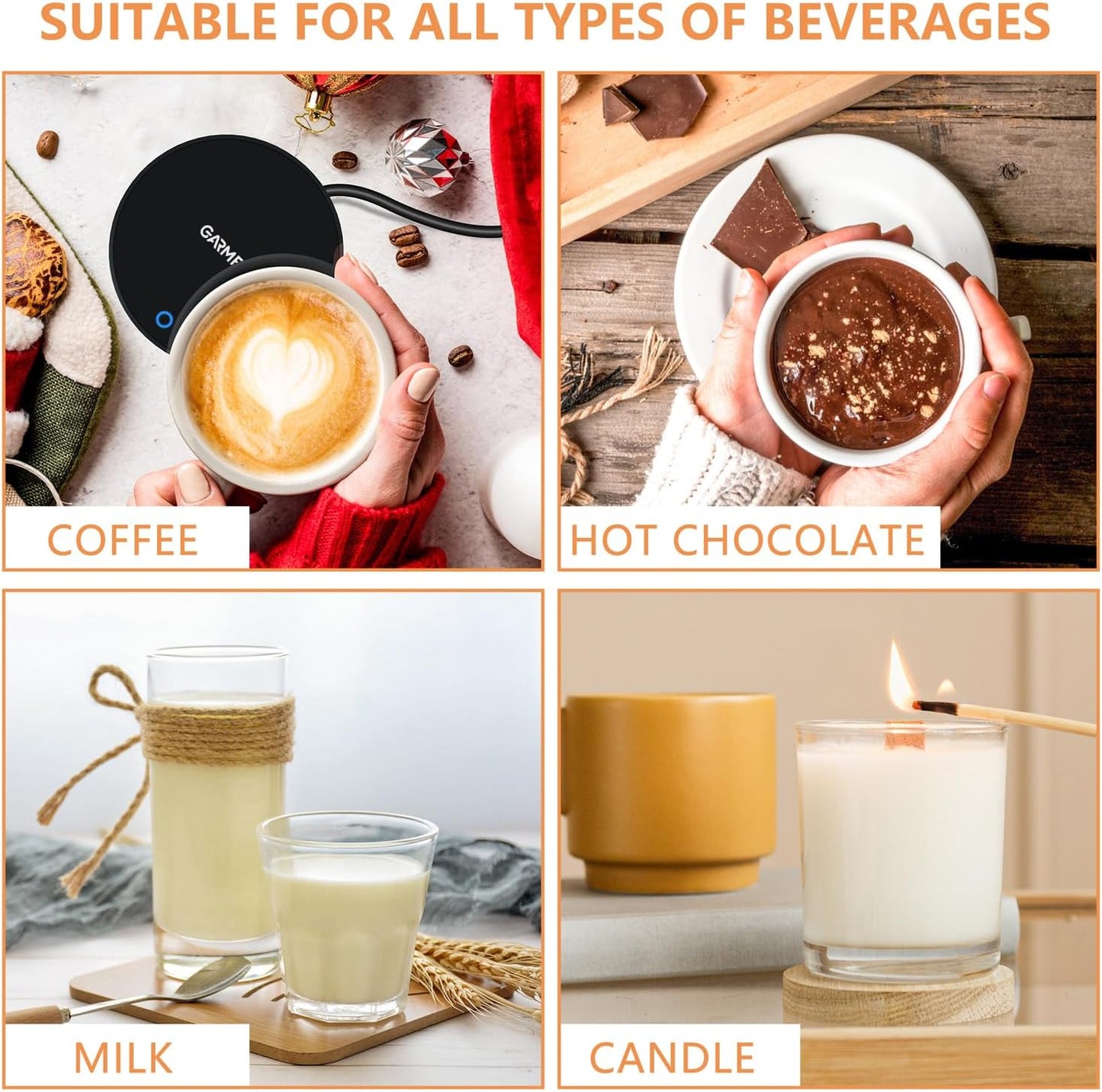Mug & Tea Warmer - 2 Temp. Settings, Portable, Beverage Warmer for Office & Desk