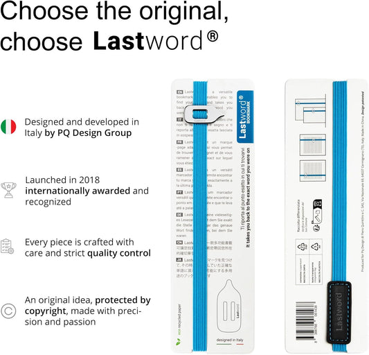 Lastword Elastic Bookmark Perfect for Any Book - Book Markers with Line Pointer Design Made in Italy - Blue