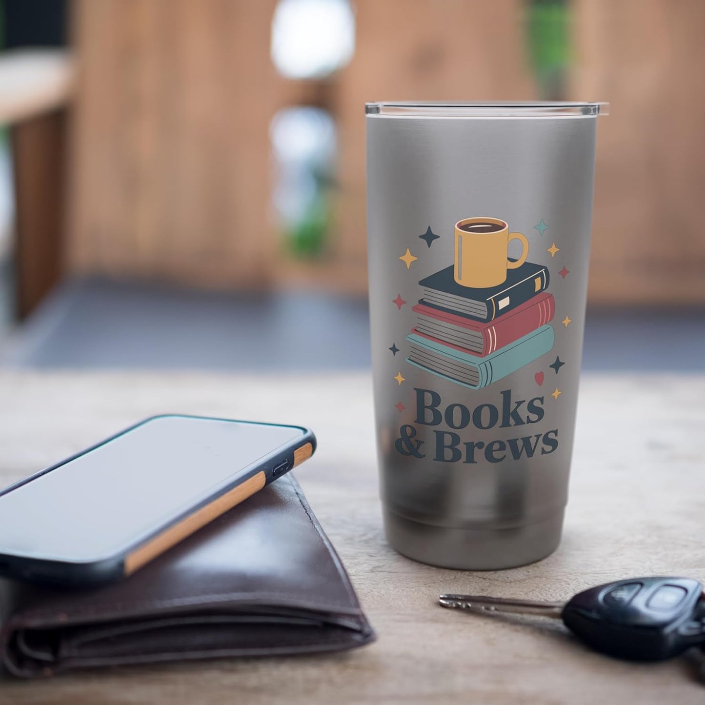 Books And Brews Coffee Reading Lover Club Stainless Steel Insulated Tumbler