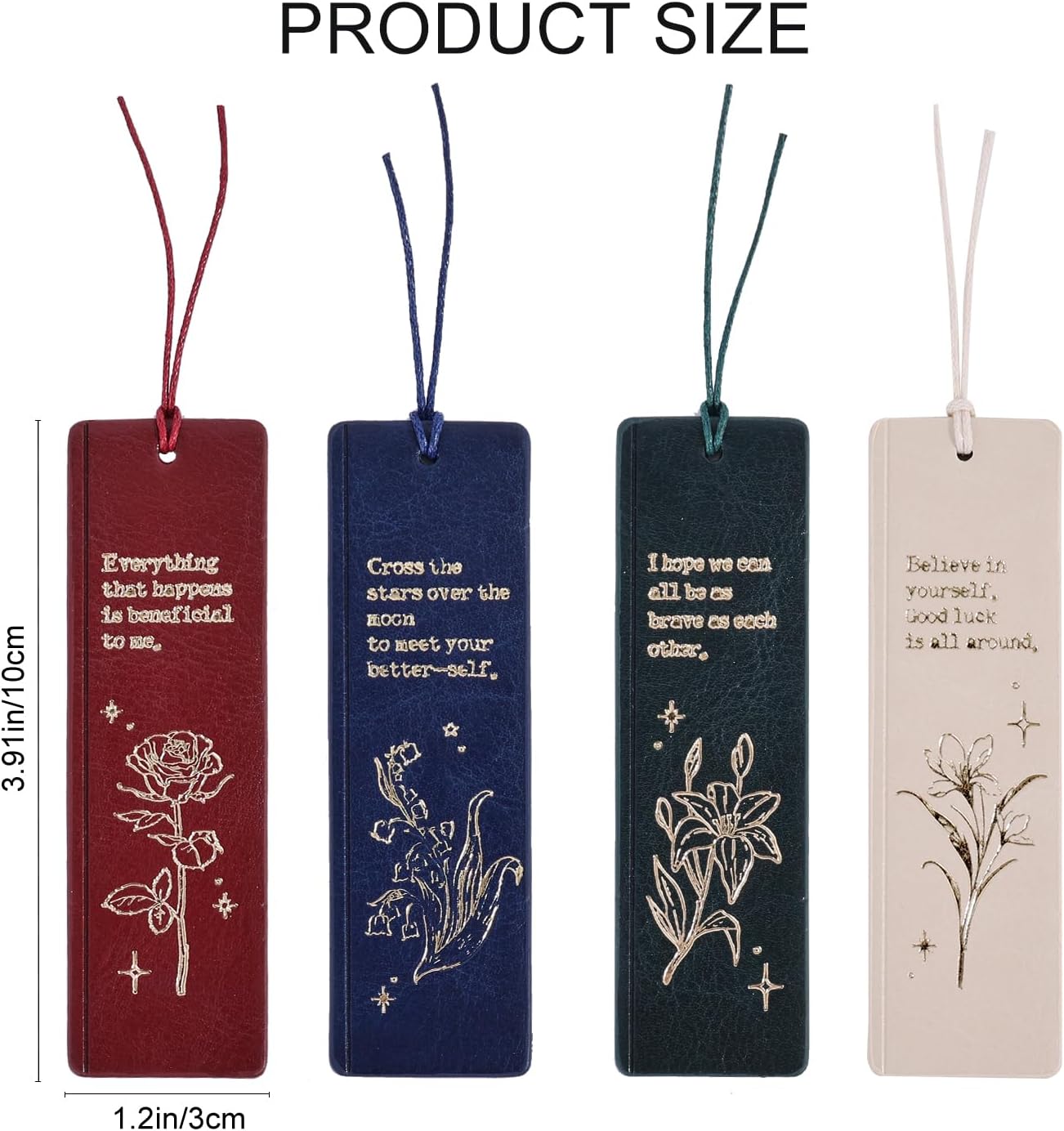 4 PCS Vintage Leather Bookmarks with Gift Box for Women, Personalized PU Book Marks for Reading Women,Book Marks for Teachers Students School Office Home Supplies