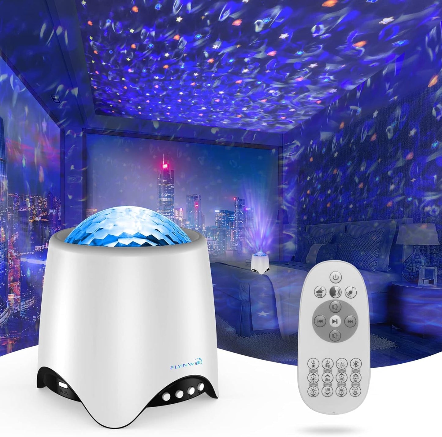 Hoom Decor Star Projector, Galaxy Projector for Bedroom, Night Lights for Kids, Ceiling Projector for Teen Girls, Night Light Projector for Bedroom, Music Speaker, White Noise Sound Machine