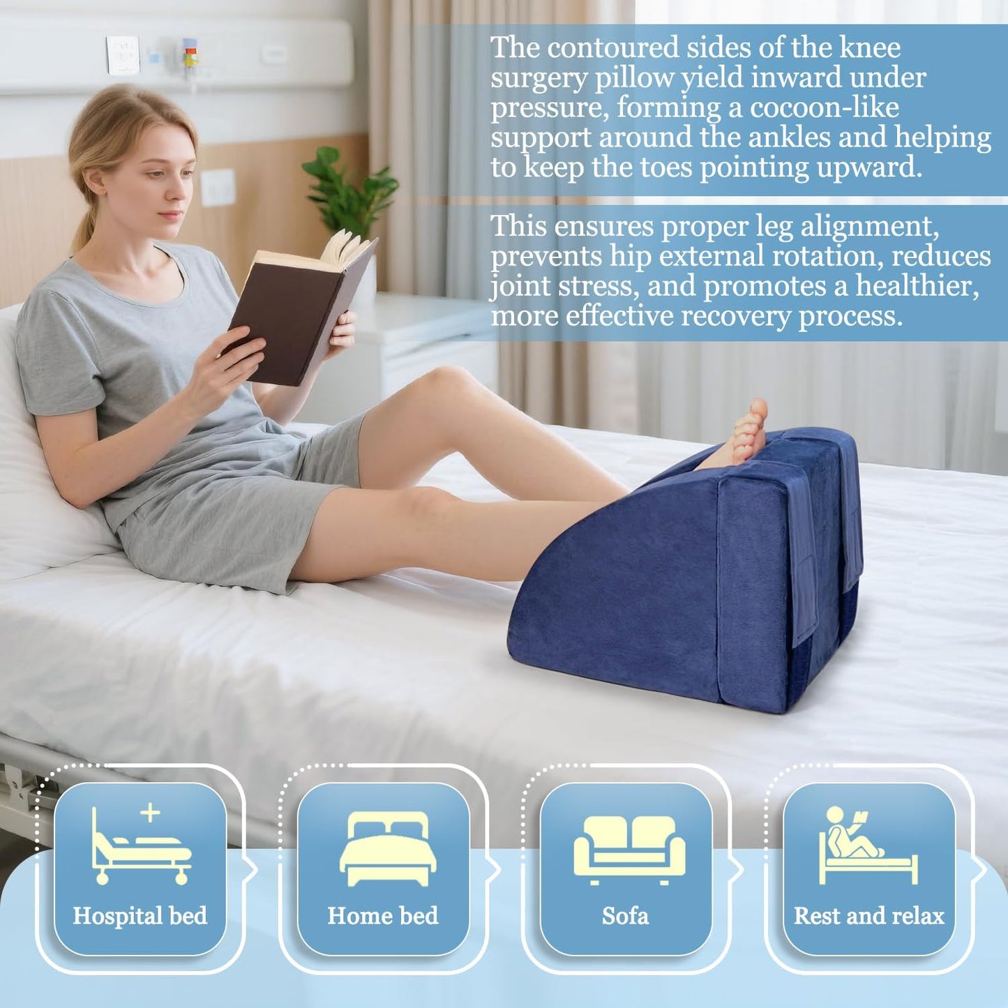 Knee Replacement Pillow Post Surgery, Knee Surgery Recovery Aids, Foot Support Extension, Blood Circulation Swelling Reduction Elevation Wedge Equipment - MCL, Acl, Hip (Dual-Use)
