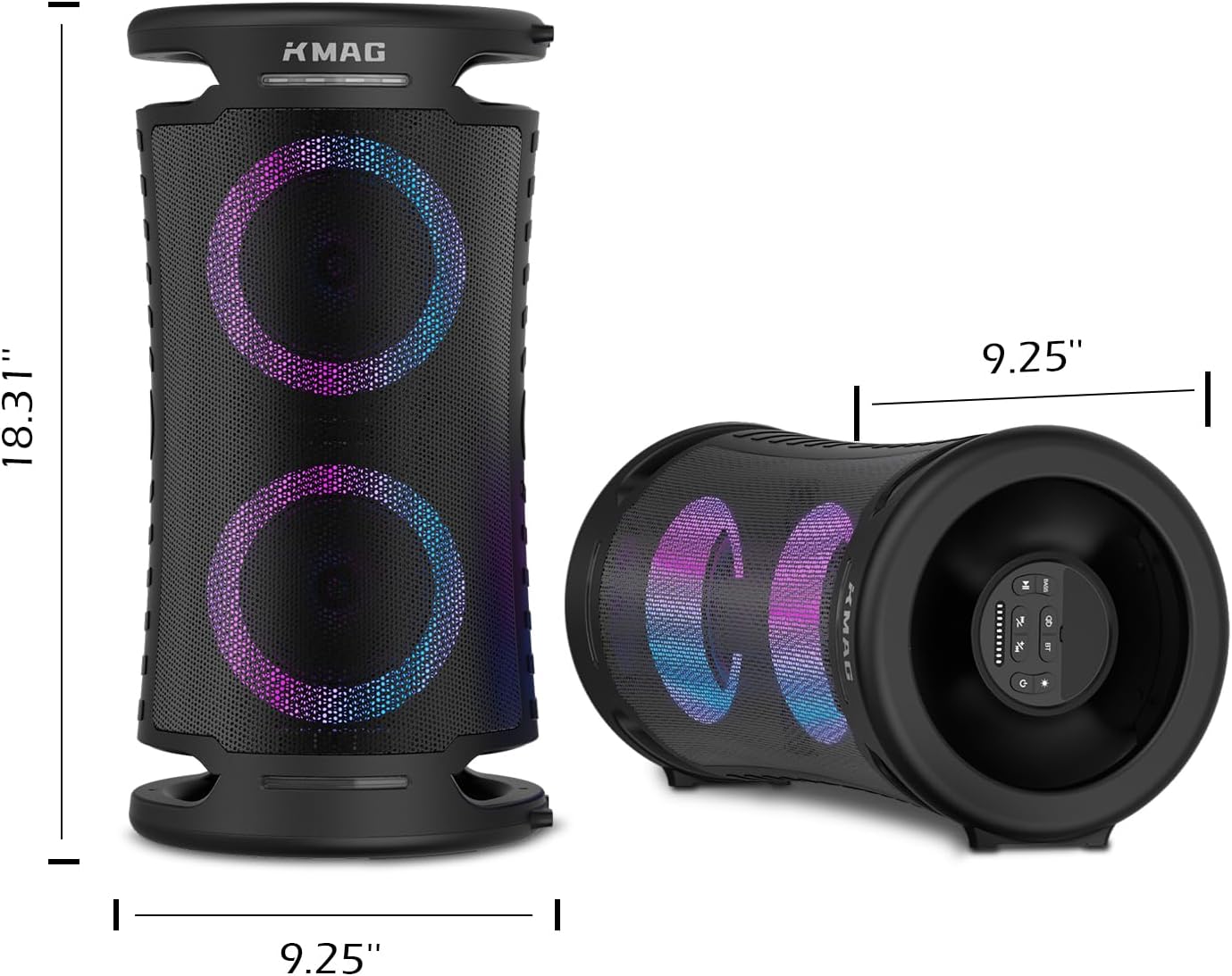 Large Party Bluetooth Speaker, 260W Peak Powerful Loud Sound with Deep Bass, 15Hr Playtime, Fast Charge, RGB Cool Light Show, TWS, Portable for Outdoor Beach, Camping, Backyard, Work, Home (Black)